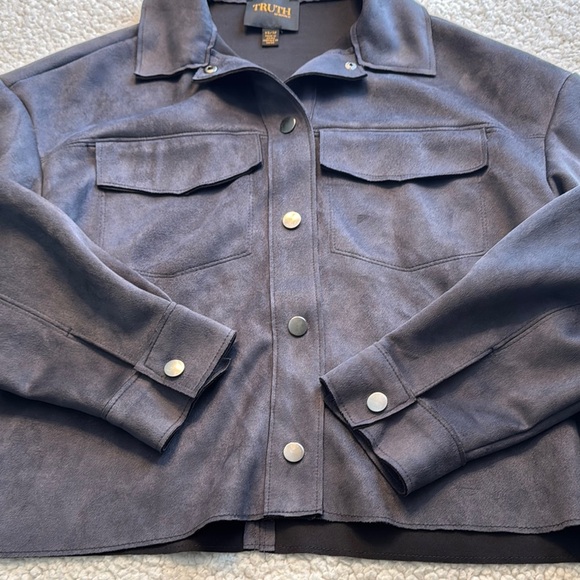 Truth By Republic Faux Suede Cropped Jacket Womens Small Gray - Picture 3 of 4